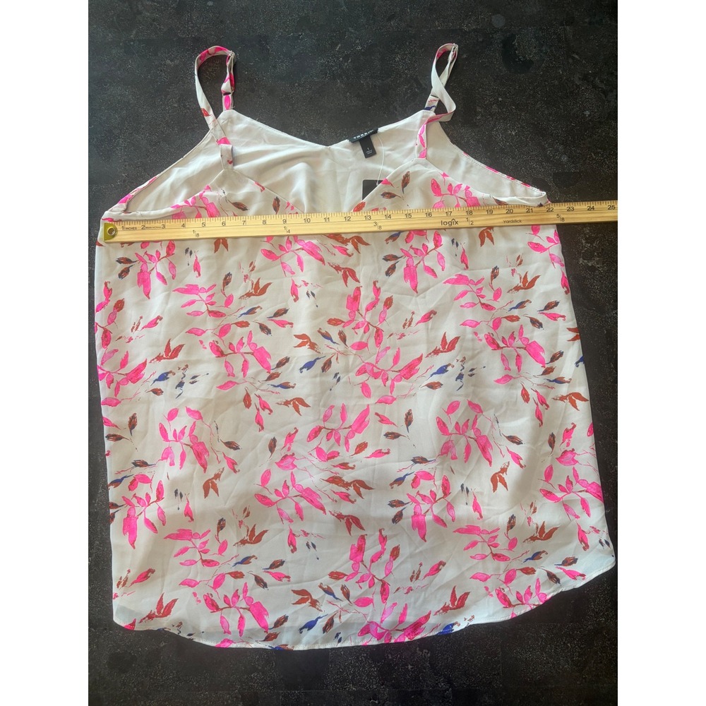 Torrid Pink Leaf Print Georgette V Neck Cami Tank Plus Size 1X Adjustable Straps - Picture 6 of 6